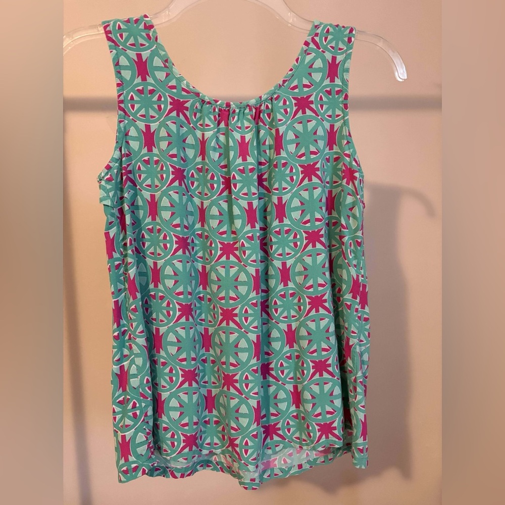 Red Camel Girls Sleeveless Geometric Tank Top - Teal & Magenta